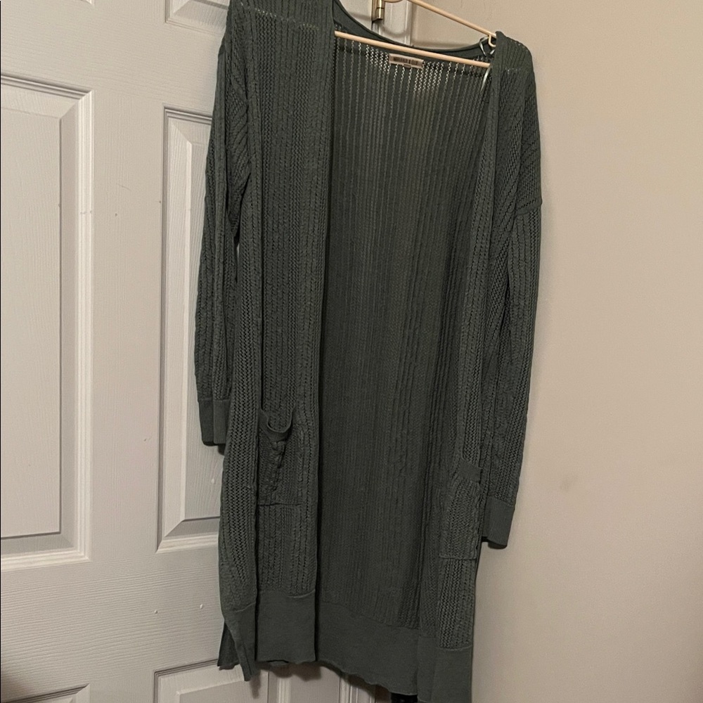 Women's Green Open-Front Sweater